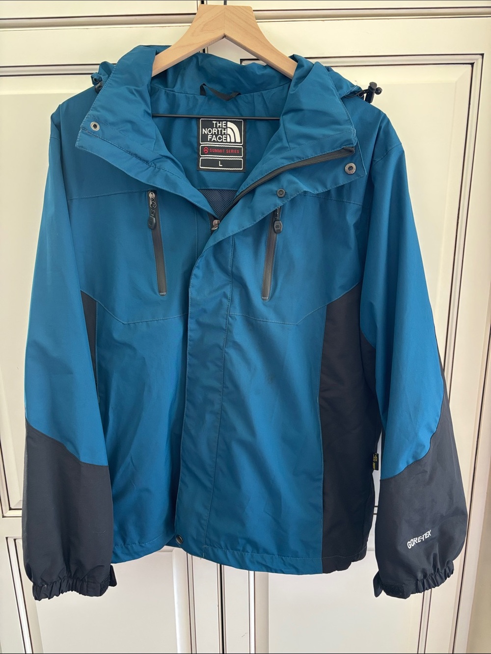 North Face Summit Series Gore-Tex XCR Jacket Hoodie Vintage Blue Mens Size Large